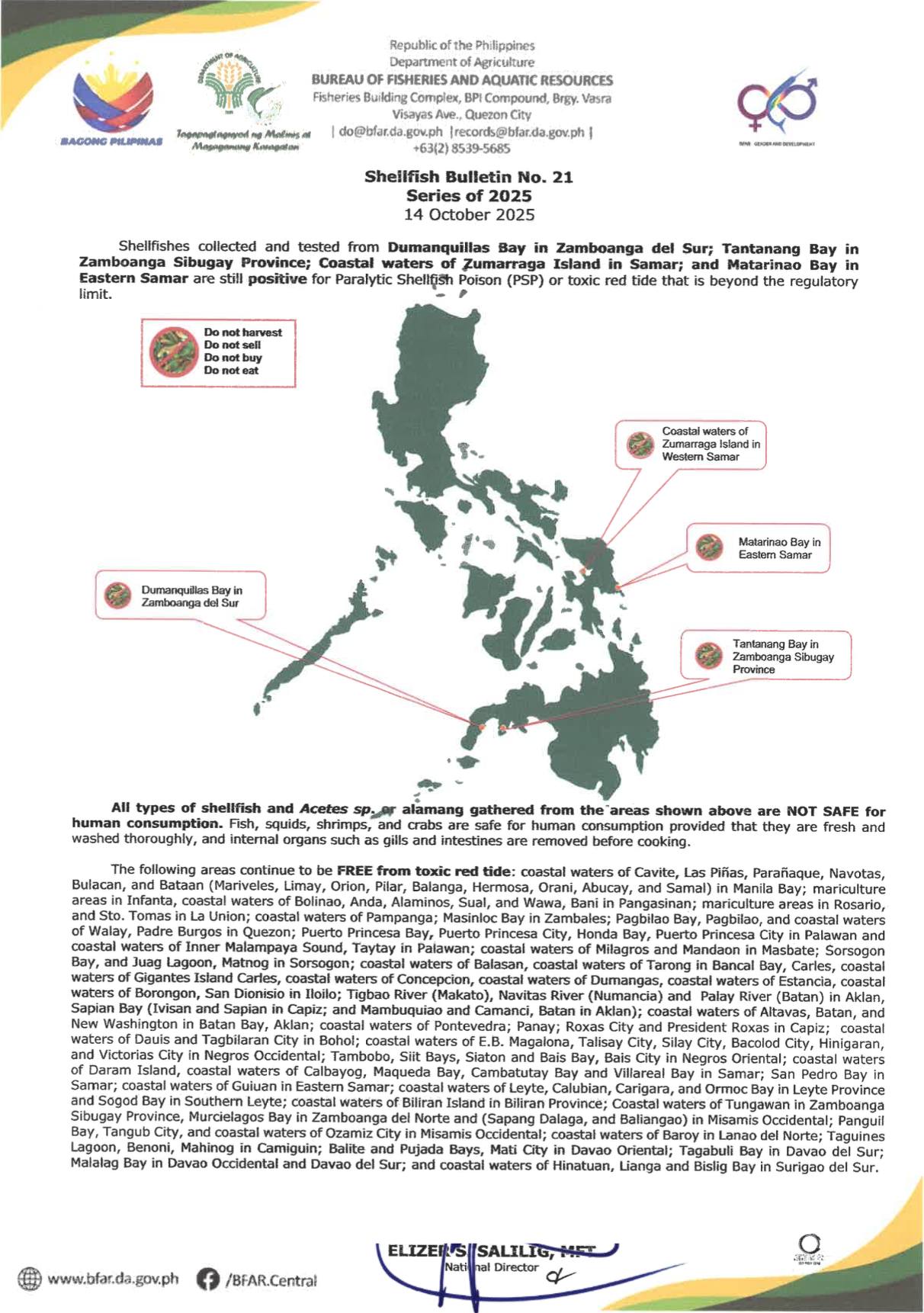 Red tide alert raised in 4 areas in Visayas, Mindanao.